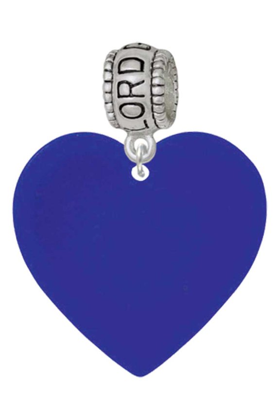 Acrylic 1" Royal Blue Heart Lord Guide Me Charm Bead