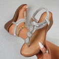 thumbnail image 5 of Fiaer Platform Wedge Sandals for Women Fashion Summer Boho Rhinestones Gladiator Open Toe Low Heel Sandals Lightweight Outdoor Sandals Silver 9, 5 of 8