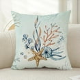 thumbnail image 4 of Pack of 4,Coral Starfish Seashell Beach Patterns Waterproof Pillow Covers Indoor Outdoor Throw Pillowcases Decorative Garden Cushion Case for Home Garden Patio Couch Balcony 18 x 18 inch Z006, 4 of 13