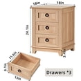 thumbnail image 3 of End Table with 3 Drawers, Wooden Storage Cabinet, Natural Nightstand with Metal Handle, Side Table with Storage for Living Room and Bedroom | Espresso, 3 of 8