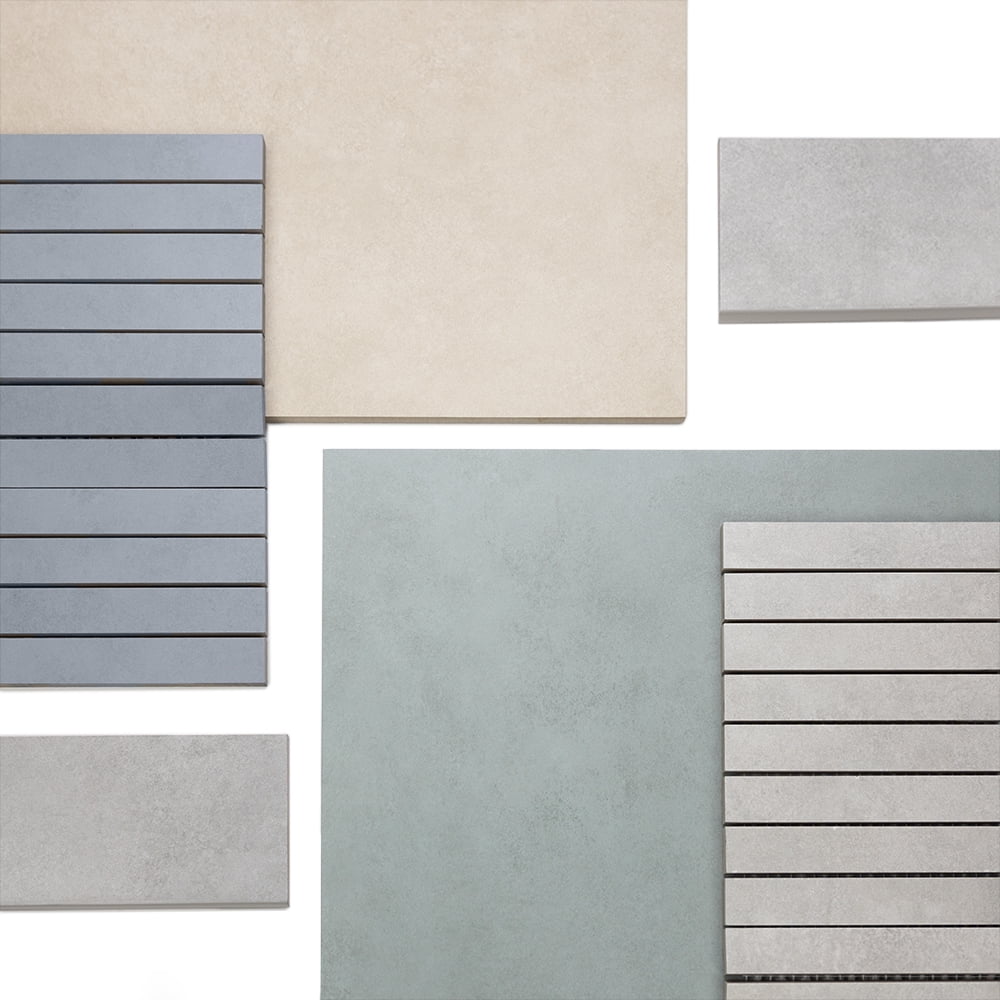The Tile Life Foundry Concrete 1" x 6" Denim Matte Porcelain Mosaic Floor and Wall Tile 1 Sheet