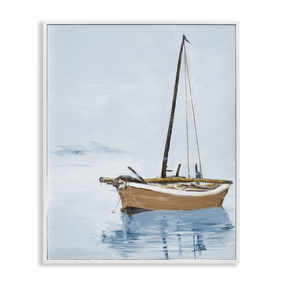 Stupell Industries Coastal Sailboat & Water Ripples White Framed Giclee Art, 16 x 20, by Patricia Pinto