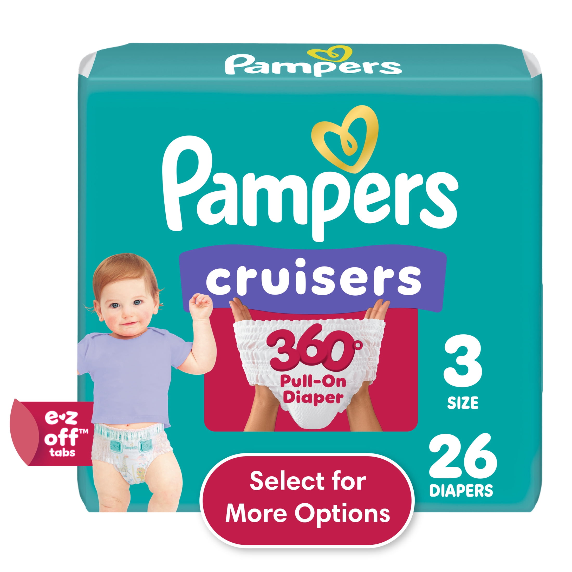 (4 pack) Pampers Cruisers 360 Baby Diapers Size 3, 26 Count (Select for More Options)