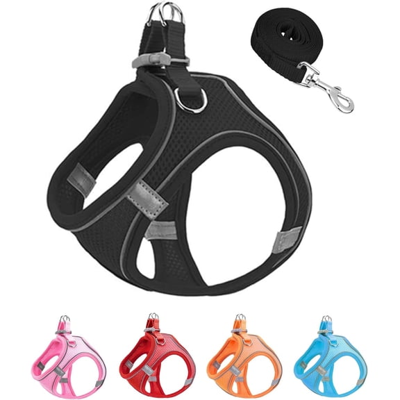 Soft Mesh Dog Harness and Leash Set,No Escape Puppy Harnesses for Training Walking, Reflective Adjustable Puppy Vest for Small Medium Dogs, Cats