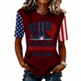 thumbnail image 4 of Women's 911 25th Anniversary Tshirt, American Flag Shirt Round Neck Short Sleeve T-Shirt, 911 Memorial Patriotic We Will Never Forget Tee, 4 of 6