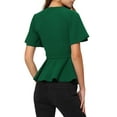 thumbnail image 3 of MODA NOVA Peplum Blouse for Junior's Round Neck Bell Sleeve Belted Waist Blouse, 3 of 5