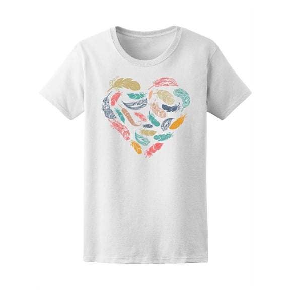 Bohemian Gypsy Feathers In Heart T-Shirt Women -Image by Shutterstock, Female x-Large