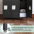 thumbnail image 6 of IKIMI 72" Metal Locker for Employees, 9 Doors Storage Cabinet Locker with Vented Compartments and Hooks for Gym, Garage, Living Room, Office, School, Black, 6 of 9