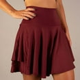 thumbnail image 2 of Women's Flowy High Waisted Skirt Shorts 2 in 1 Workout Yoga Shorts Athletic Shorts Wine,M, 2 of 6