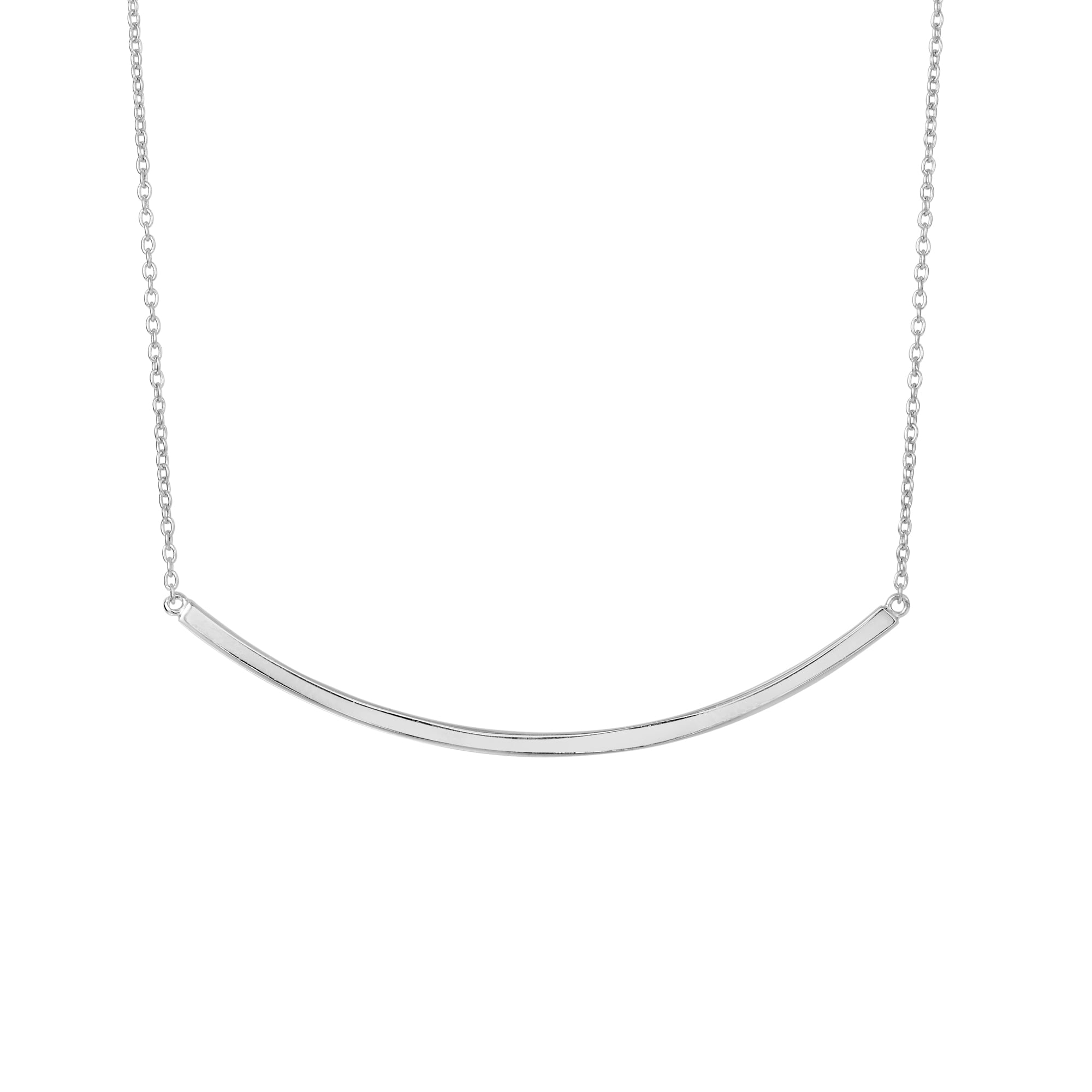 Sterling Silver Sideways Curve Bar Pendant Necklace, 18