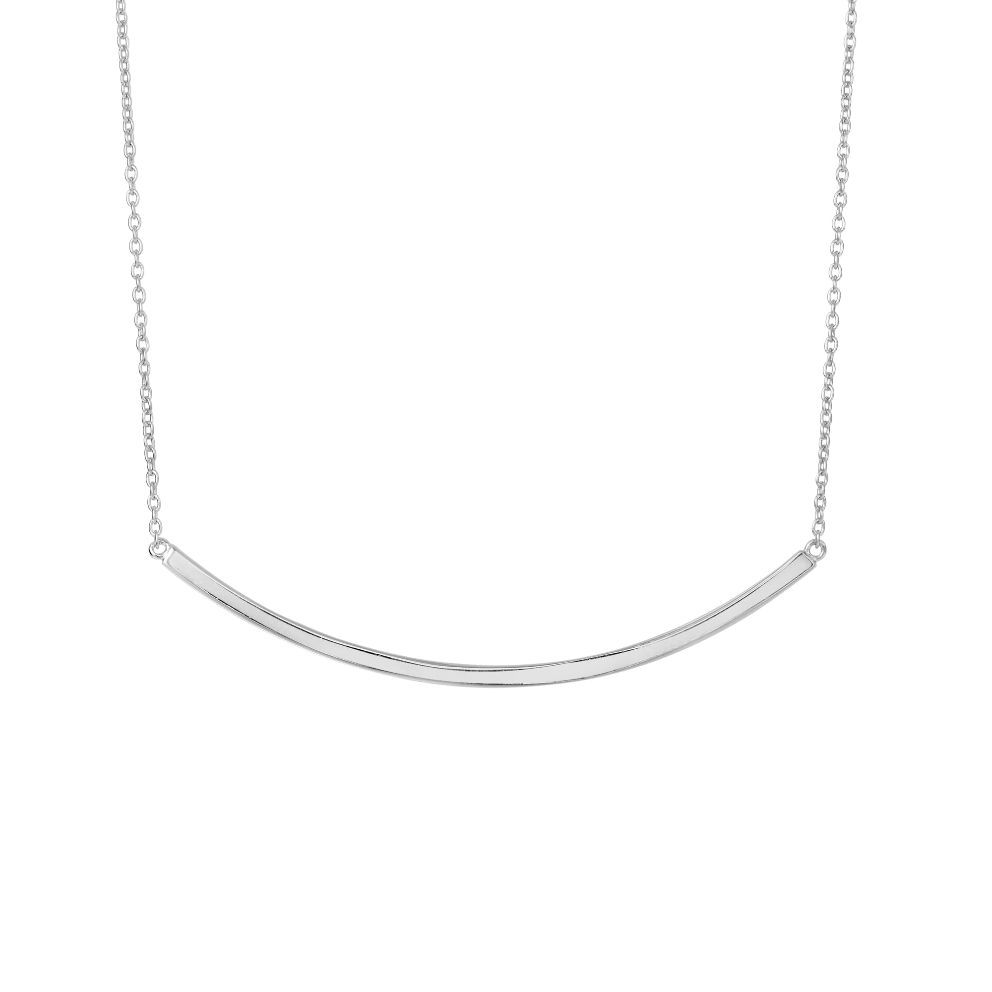 Sterling Silver Sideways Curve Bar Pendant Necklace, 18"