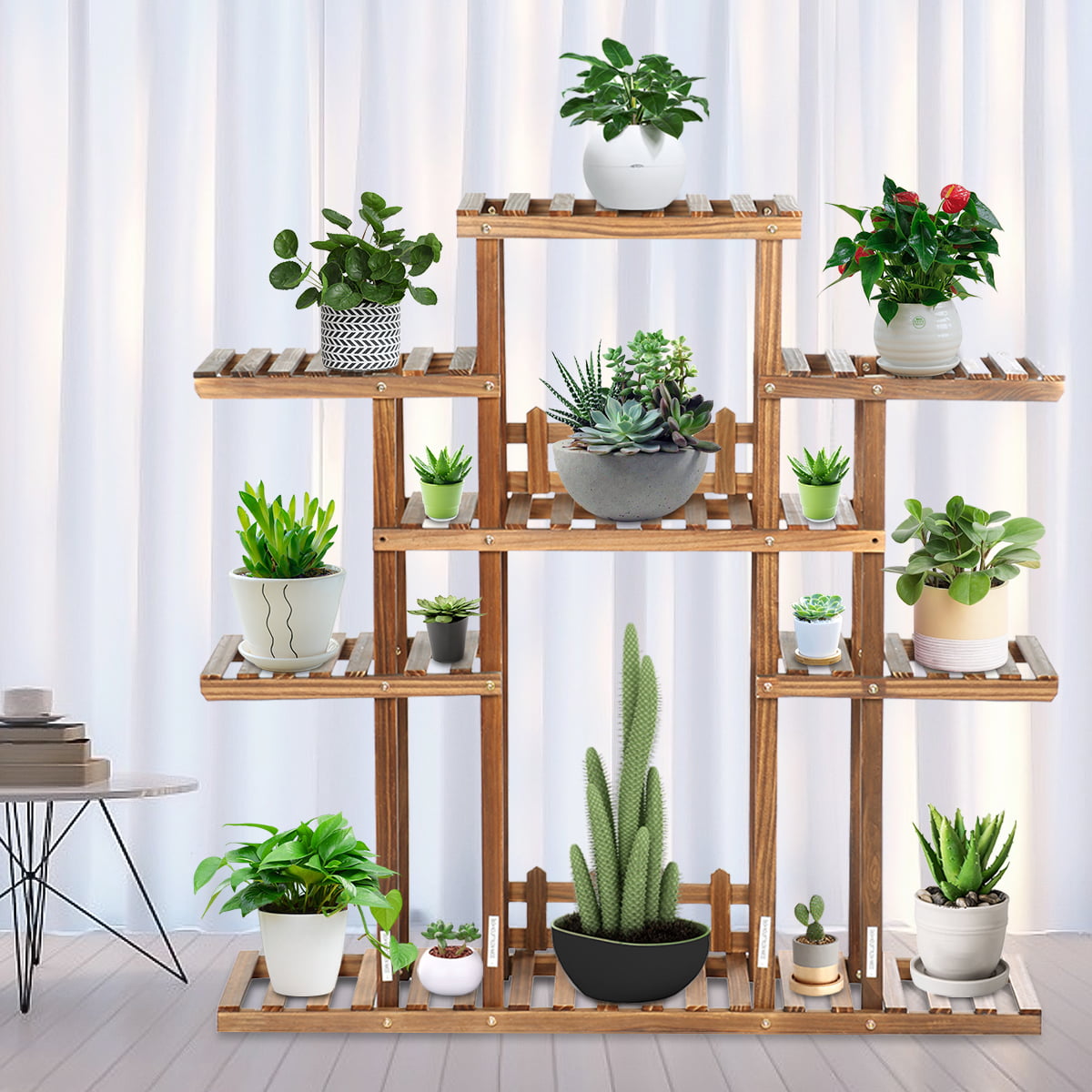Details about   Small Medium Large Multi Tier Tiered Plant Stand Carbonized Shelf Holder Flower 