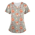thumbnail image 1 of LSLJS Hauts à Manches Courtes à Col en V pour Femmes, Uniforme de Travail Imprimé avec Poche, Blouse, Hauts, Sarraus pour Femmes Grande Taille, 1 of 4