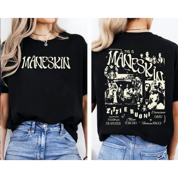 Maneskin 2side Shirt, Maneskin World Tour Tee, Men's And Women's Graphic Tee 100% Cotton by TBun, Full Sizes S-5XL