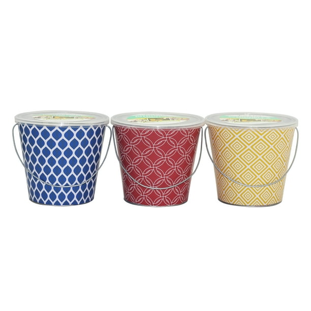 18 oz Patio Essentials Citronella Candle Geo Bucket, 3pk