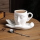 thumbnail image 2 of Taza de café de cerámica con platillo Tazas con forma de cara Tazas de café divertidas Tazas de café novedosas Tazas y platillos de té blanco Taza estética, 2 of 5