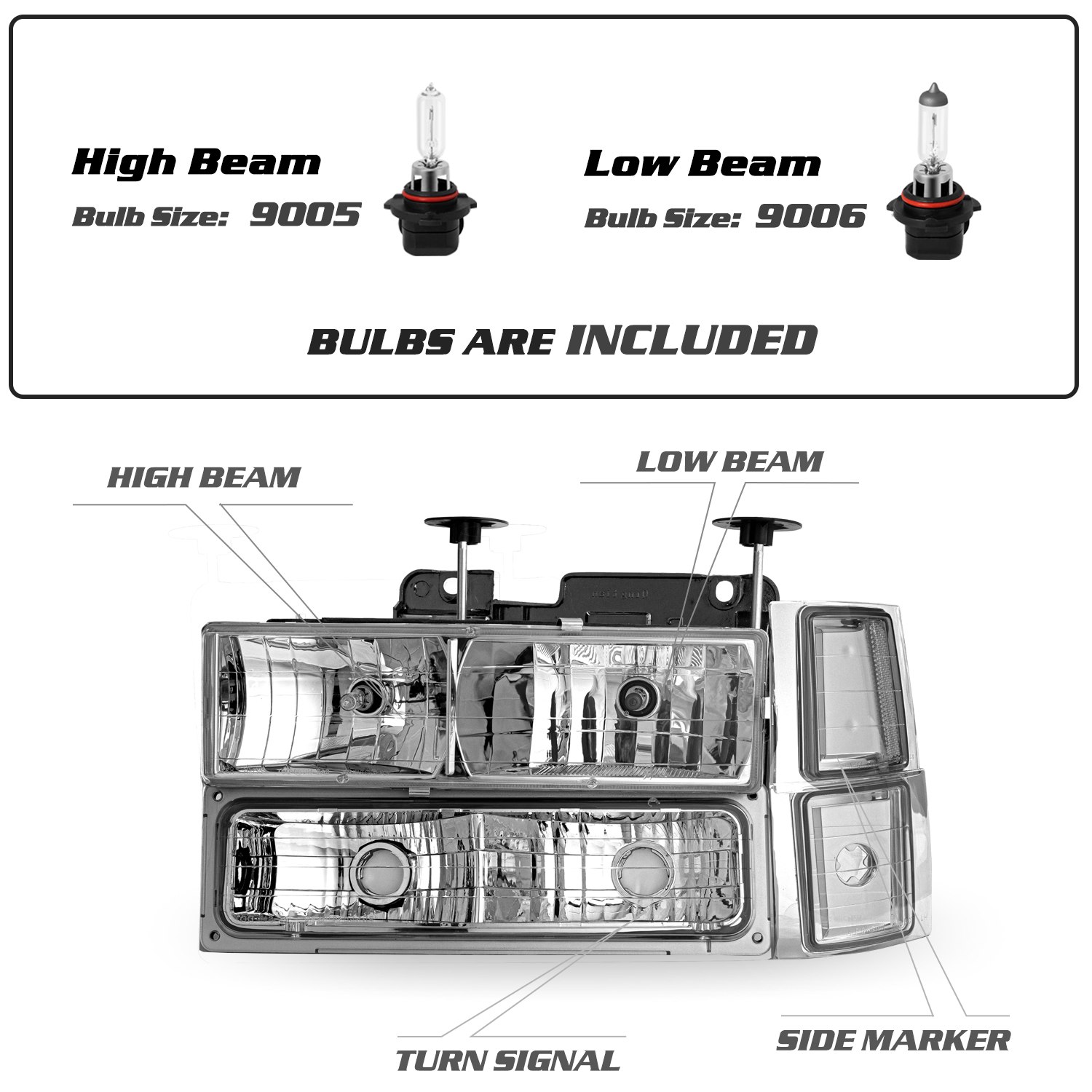 Bryght Chevy C/K Suburban Tahoe Halogen Headlight Bulb Fits Chevy Silverado 2 Pack