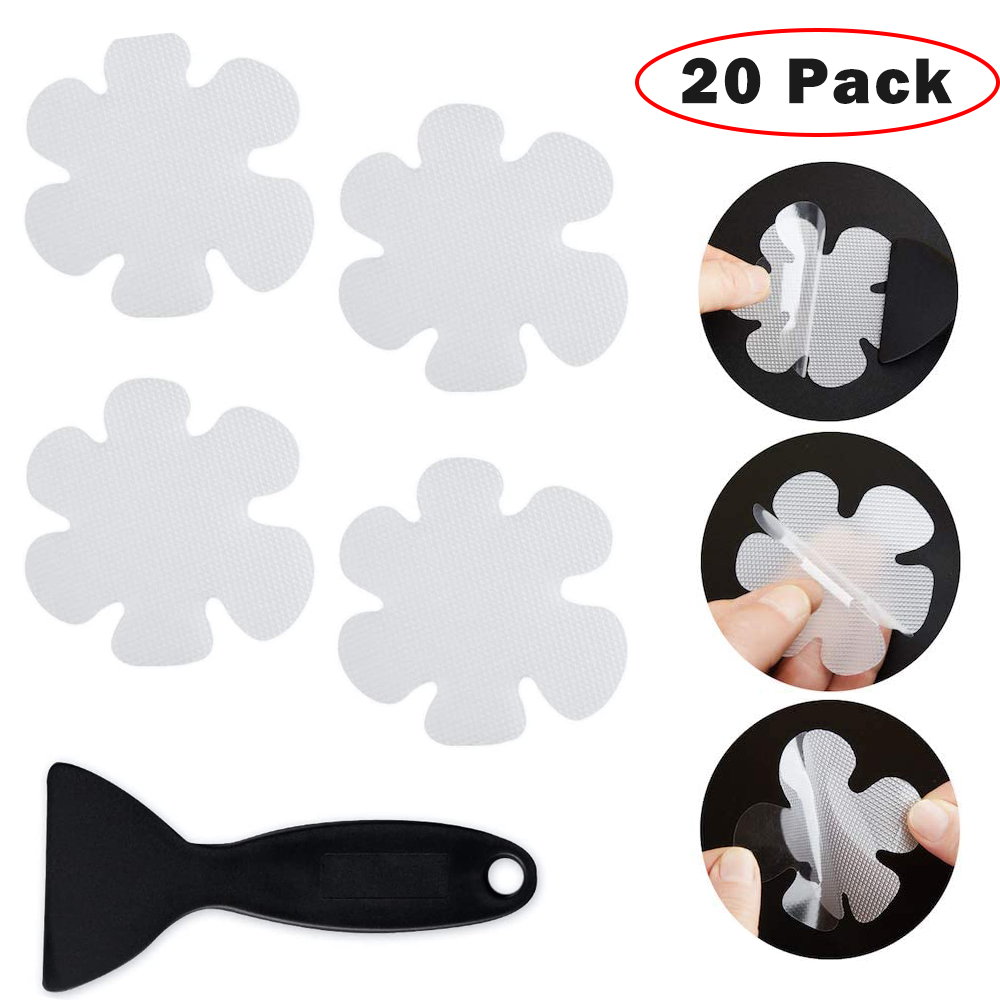 MAINYU 20 Pack Textured Shower Treads NonSlip Stickers, Bath Safety Tub Adhesive Decals