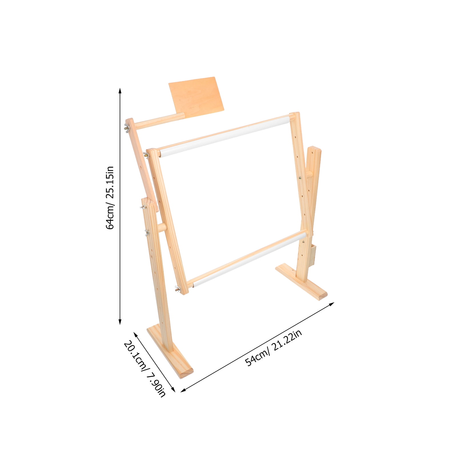PAMINGONO Adjustable Beige Pine Embroidery Hoop Stand for Crafts with Height Control - 1 Set