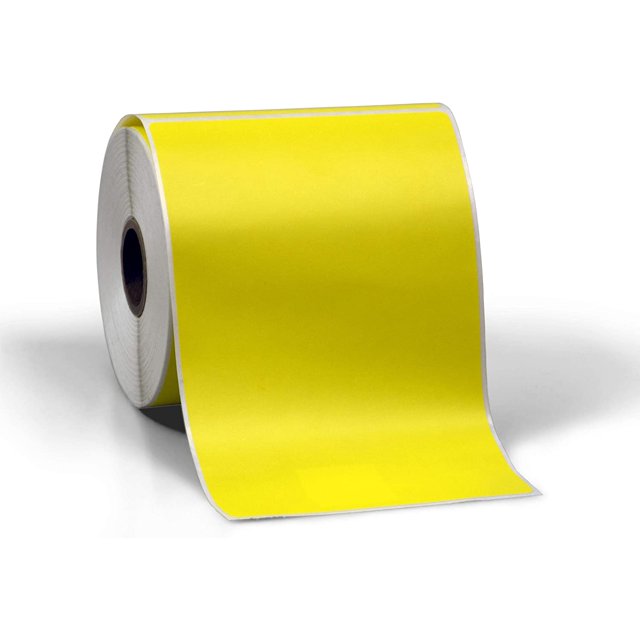 miduoudo-4 Pouces X 6 Pouces Autocollants Thermiques Perforés pour Étiquettes d'Expédition, Inventaire et Codage des Couleurs - Compatible avec Zebra, Rollo, Godex et Plus (Jaune, 1 Rouleau)
