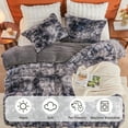 thumbnail image 2 of EMME Faux Fur Duvet Cover Twin-XL Size, 2 Pieces Soft Comforter Cover, Cozy Warm for Winter, Luxury Shaggy Bubble Bedding Sets , 1 Duvet Cover & 1 Pillow Shams (Twin-XL,Tie Dye Dark Gray), 2 of 5
