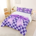 thumbnail image 2 of Erosebridal Girls Ribbon Bowtie Queen Comforter Set,Purple Geometric Plaid Bedding Comforter Set For Kids,Reversible,3pcs, 2 of 7