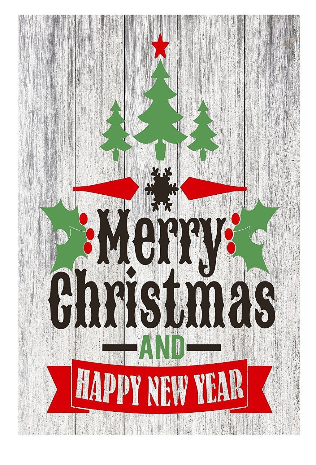 Merry Christmas & Happpy New Year - Rustic Wood Home Decor Metal Sign
