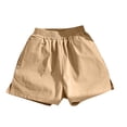 thumbnail image 2 of NAISIBABY Kids Girls Shorts, Elastic Waist Cotton Linen with Pockets Summer Cute Casual Shorts Khaki Size 6, 2 of 9