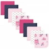 Hudson Baby Infant Girl Quilted Cotton Washcloths, Pink Navy Floral, One Size