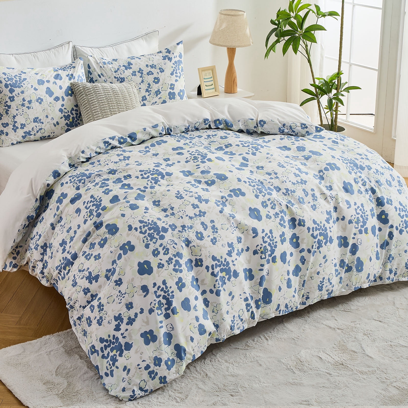 Hitime Queen Duvet Cover Set, Soft & Breathable Microfiber 3 Pieces Queen Bedding Sets, Pattern Queen Comfy Duvet Cover Set, with Zipper Closure (Queen)