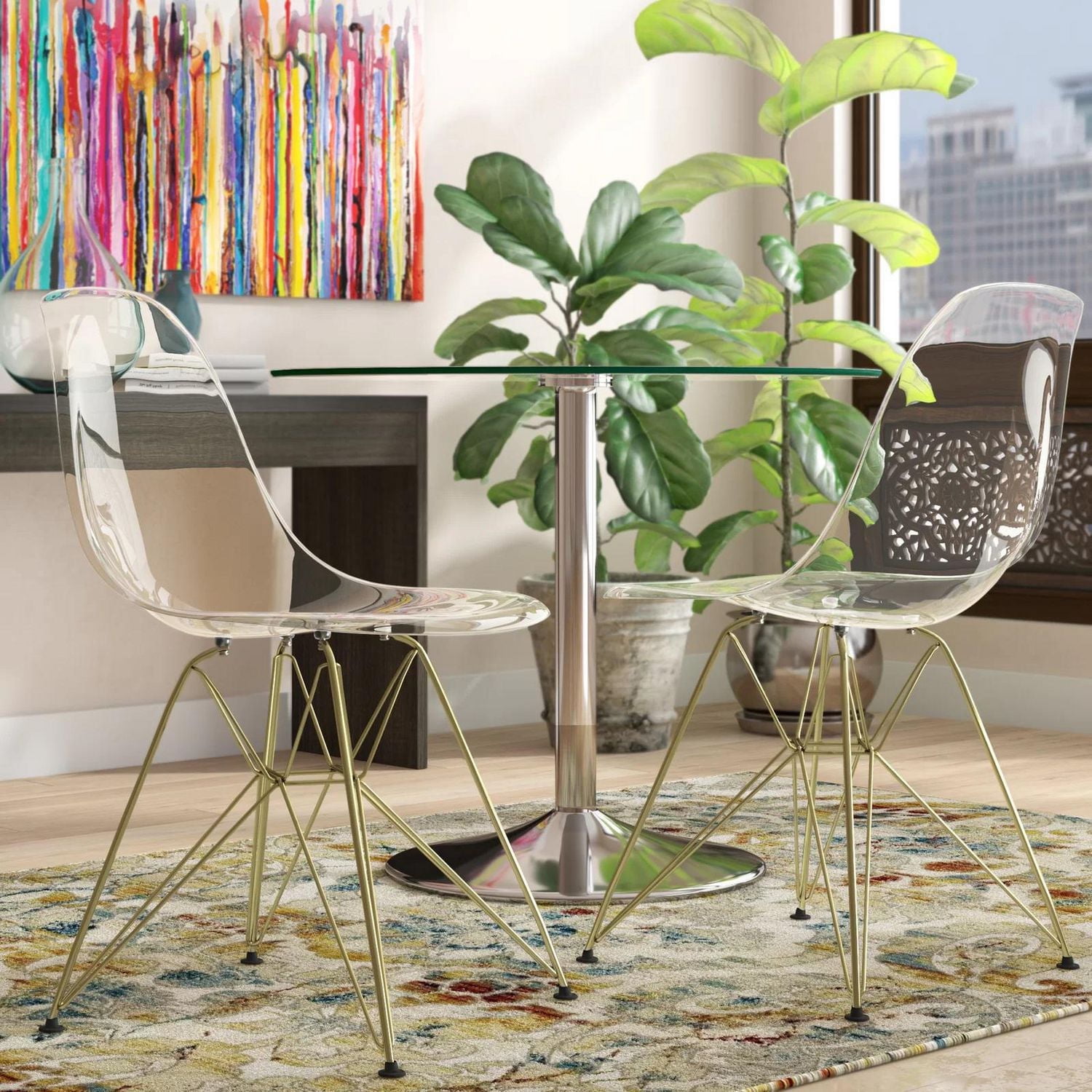 Heavenly Collection Clear & Gold Dining Chair