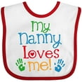 thumbnail image 3 of Inktastic My Nanny Loves Me Grandson Boys or Girls Baby Bib, 3 of 4