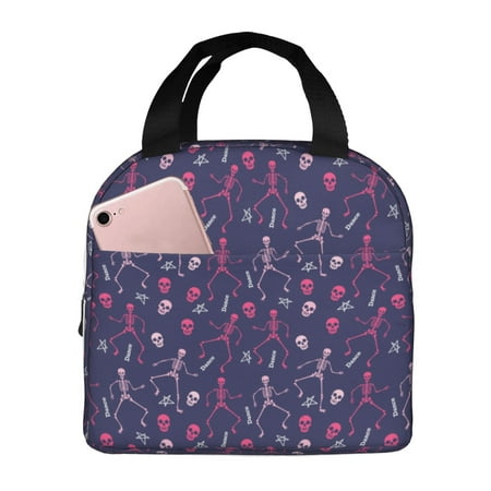 Insulated Lunch Bag for Women Men - dance Skull star pink Leakproof Cooler Lunch Box for Women Men  Lunch Tote Bags for Work School Picnic Travel