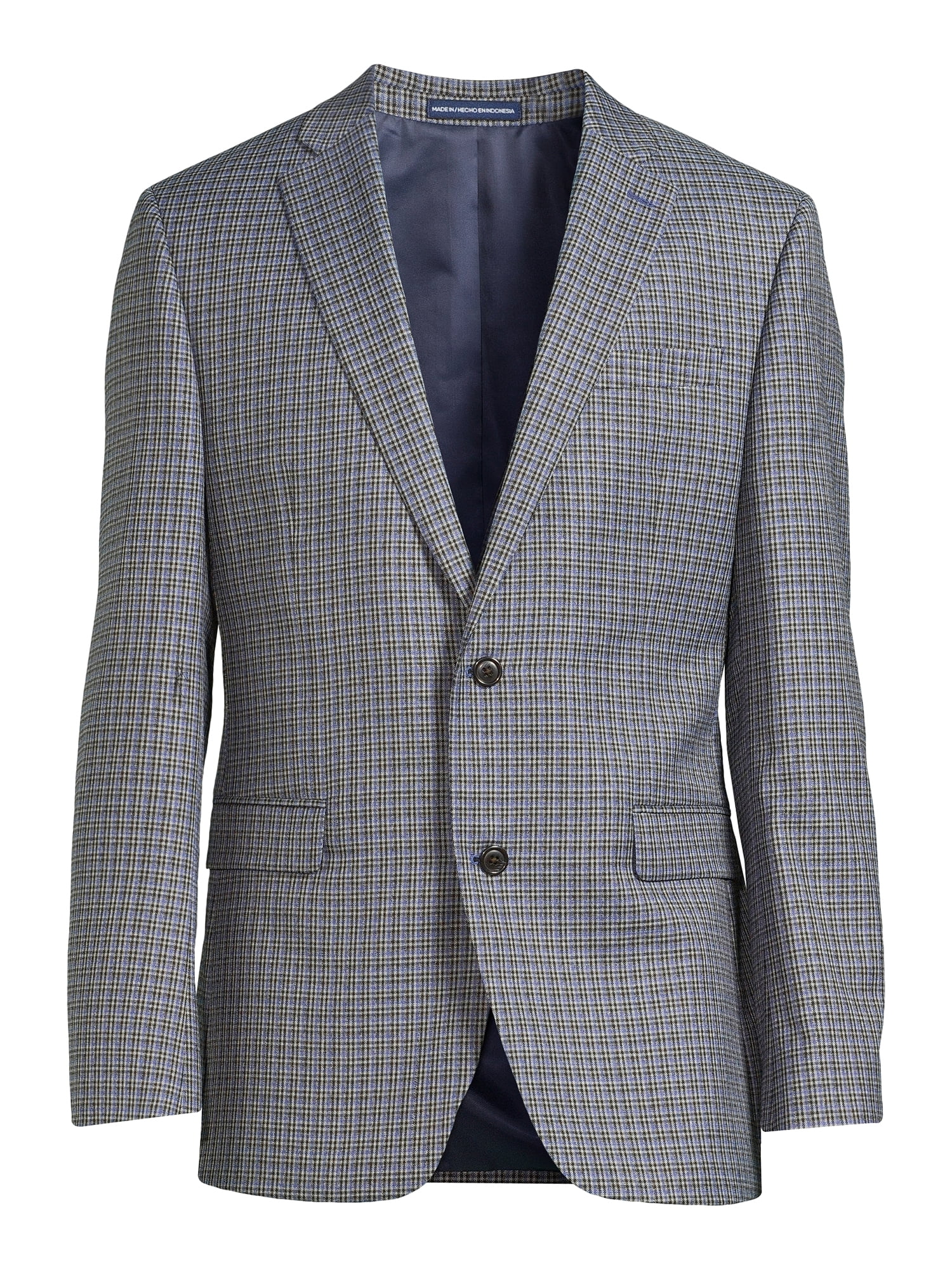 Lands' End Men's Grey and Evening Blue Tricolor Check Sport Coat