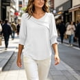 thumbnail image 4 of Cilsoka 3/4 Length Sleeve Womens Tops Asymmetric Square Neck Dressy Casual Blouses Business Work Shirts with Smocked Cuffs, 4 of 6