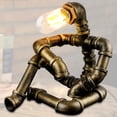 thumbnail image 1 of Lámpara de mesa JAMW estilo Steampunk de robot creativo industrial vintage para mesita de noche, 1 of 5