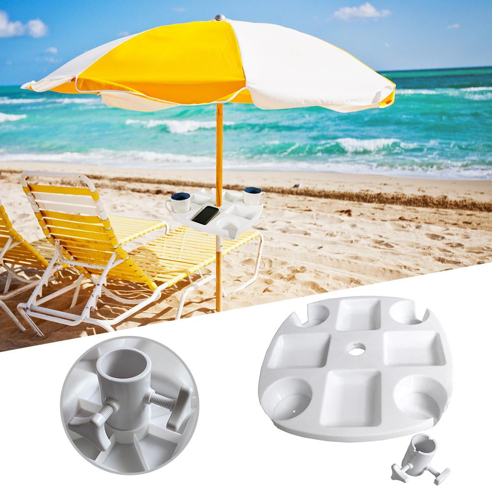 DTOWER Outdoor Beach Umbrella Table with 4 Cup Holders and 4 Snack