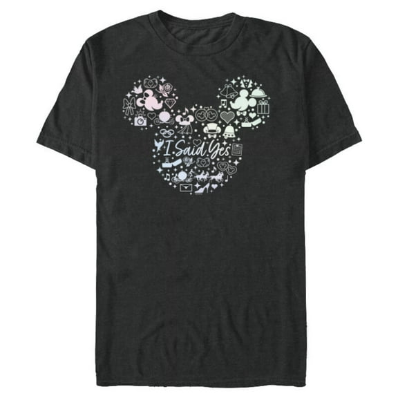 Disney I Said Yes Engagement Proposal Mickey Head Icon - Short Sleeve Blended T-Shirt for Adults - Customized-Dark Heather