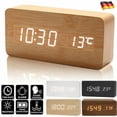 thumbnail image 2 of LED Wooden Digital Alarm Clock Table Clock Temperature Date Snooze USB Alarm Clock Watches, 2 of 5