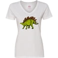thumbnail image 3 of Inktastic Smiling Stegosaurus Women's V-Neck T-Shirt, 3 of 5