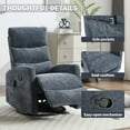 thumbnail image 3 of PAPROOS Rocker Recliner with Heat and Massage, Fabric 360°Swivel Rocker Recliner, Glider Rocking Chair for Nursery, Small Manual Recliner with Side Pocket for Home Theater Living Room, Blue, 3 of 7