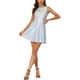 thumbnail image 2 of Vestido sin mangas de cintura alta brillante y ajustado para mujer Inspire Chic, mini vestido plateado talla S, 2 of 7