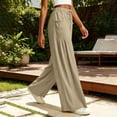 thumbnail image 6 of CHGBMOK Women's Plus Size Palazzo Pants Elastic High Waist Drawstring Wide Leg Pants Flowy Floor-Length Trousers with Pockets Loose Casual Pants, 6 of 9