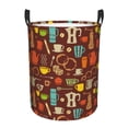 thumbnail image 1 of Balery Retro Coffee Cesta de ropa redonda con asas, impermeable, independiente, para ropa, juguetes, dormitorio y familia-Medium, 1 of 6