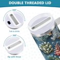 thumbnail image 3 of Yayeee 40oz Stainless Steel Tumbler with Straw and Handle Double-Wall Insulated Travel Water Bottle, Sea Plants Pattern, 3 of 8