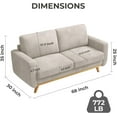 thumbnail image 7 of Neche 68-inch Corduroy Spring Sofa Couch, Modern Loveseat with Wooden Frame & Legs, Durable Fabric for Living Room, Bedroom - Light Gray, 7 of 7
