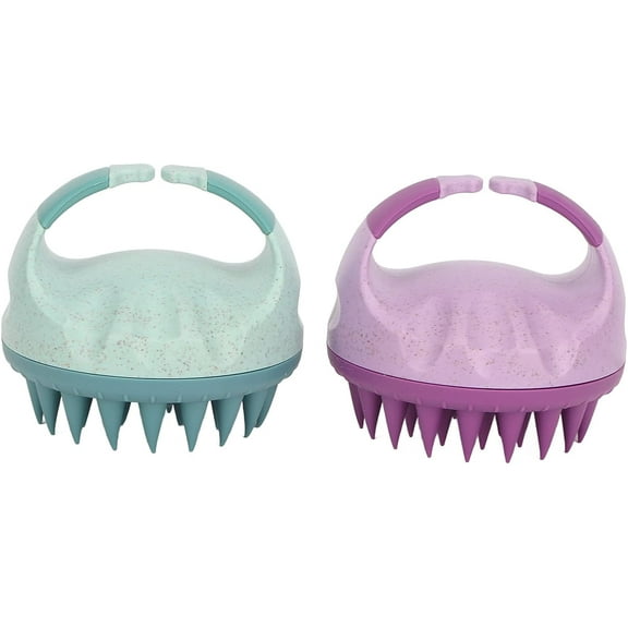 2pcs Shampoo Brush Soft Silicone Dandruff Removal Wet Dry Hair Scalp Scrubber Massager for Women Men