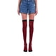 thumbnail image 2 of Minnieouse Paquete de 2 calcetines a rayas de talla grande hasta el muslo, elasticidad, transpirabilidad, cómodos, cálidos, apariencia de moda, Medias negro rojo, 2 of 6