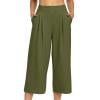 MLCDZ Womens Casual Wide Leg Yoga Capris Pleated High Waist Capri Pants Loose Soft Pajama with Multiple Pockets Sweatpants