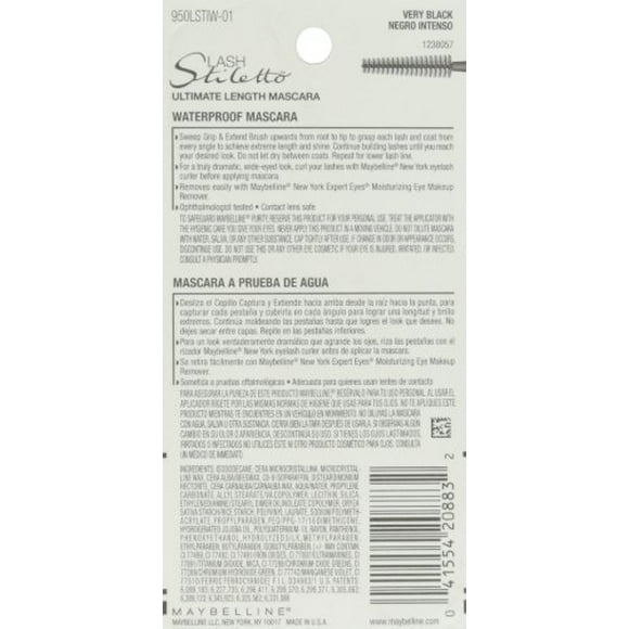 Maybelline New York Lash Stiletto Ultimate Length Waterproof Mascara, Very Black, 0.22 Fl Oz, 1 Count